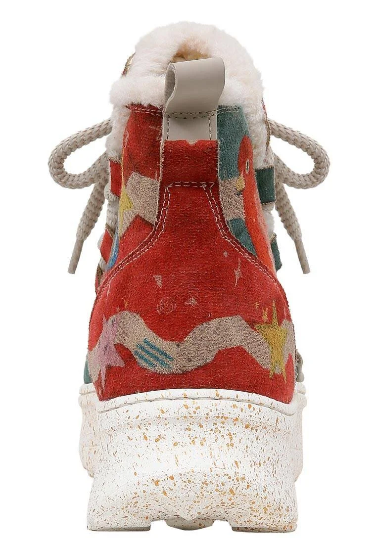 Femme Cuir Vegan Multicolore Bottes - Paperanimals Motif