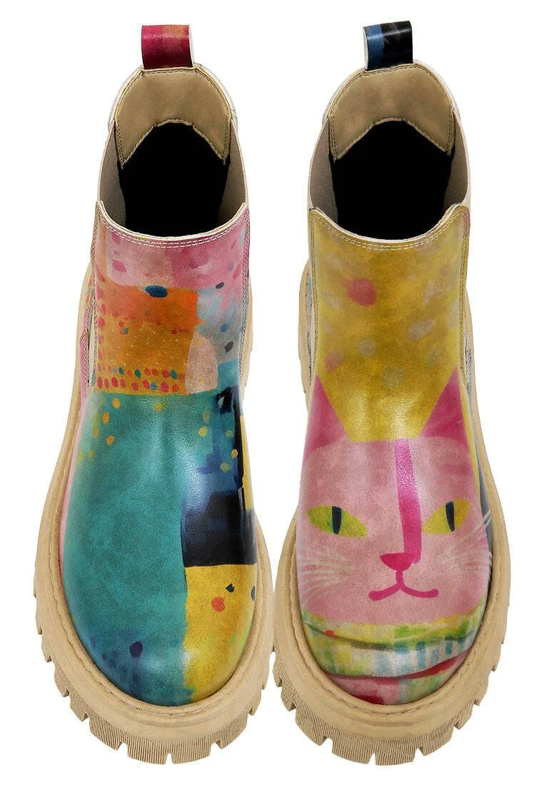 Femme Cuir Vegan Multicolore Bottes Longues - Animal Motif