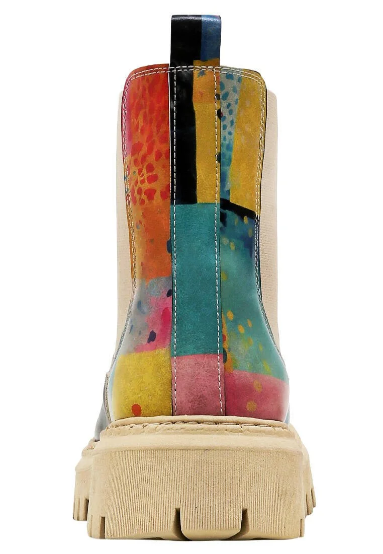 Femme Cuir Vegan Multicolore Bottes Longues - Animal Motif