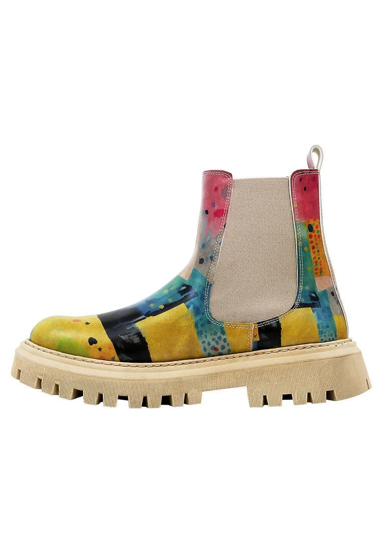 Femme Cuir Vegan Multicolore Bottes Longues - Animal Motif