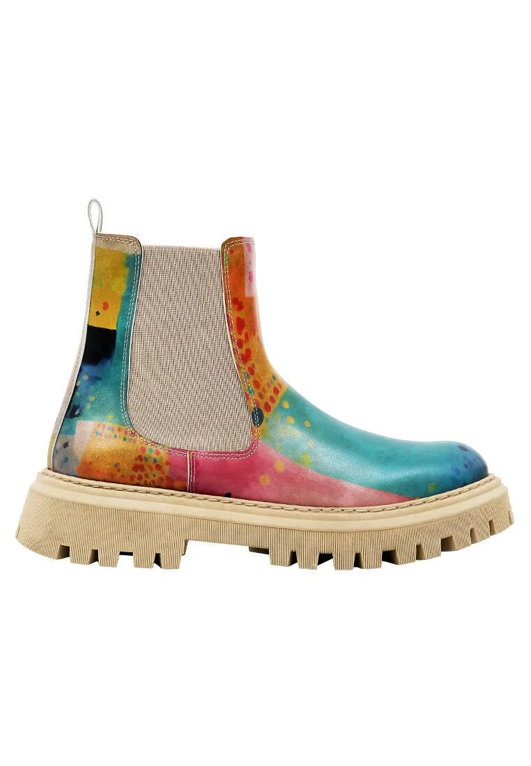 Femme Cuir Vegan Multicolore Bottes Longues - Animal Motif