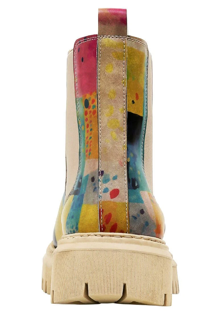 Femme Cuir Vegan Multicolore Bottes Longues - Animal Motif