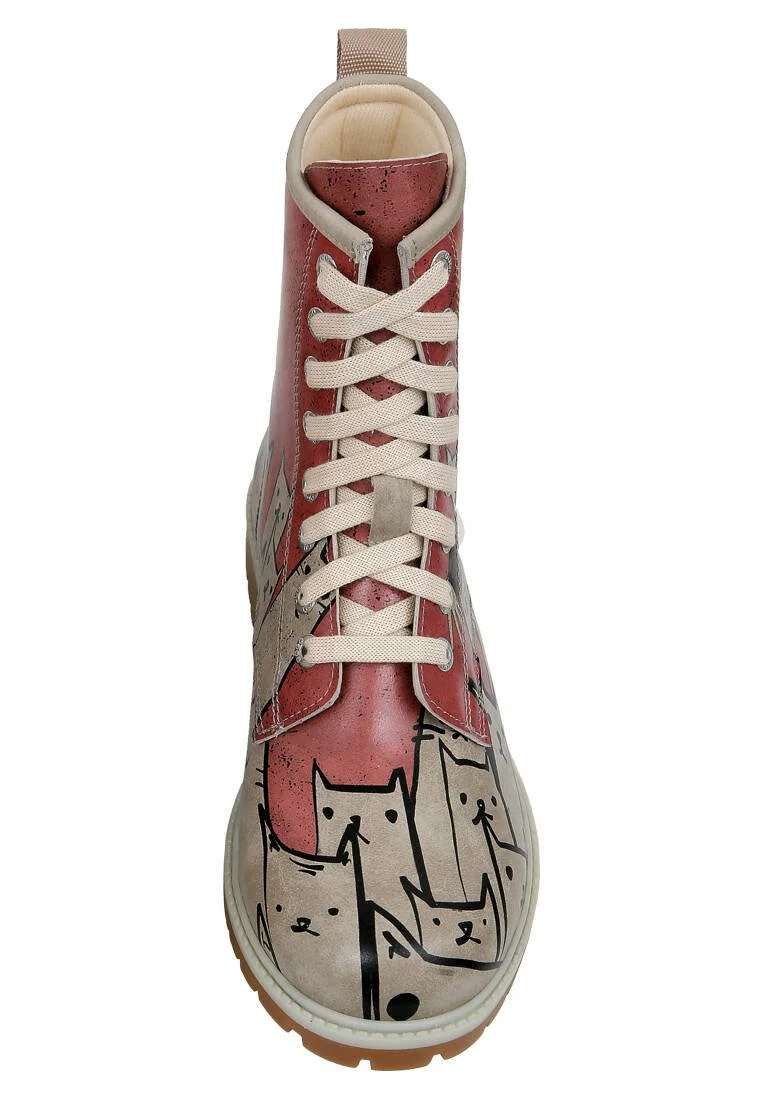 Femme Cuir Vegan Multicolore Bottes Longues - Bad Cats Mad Cats Motif