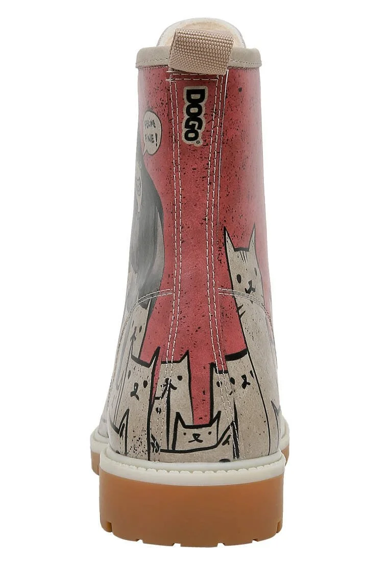 Femme Cuir Vegan Multicolore Bottes Longues - Bad Cats Mad Cats Motif