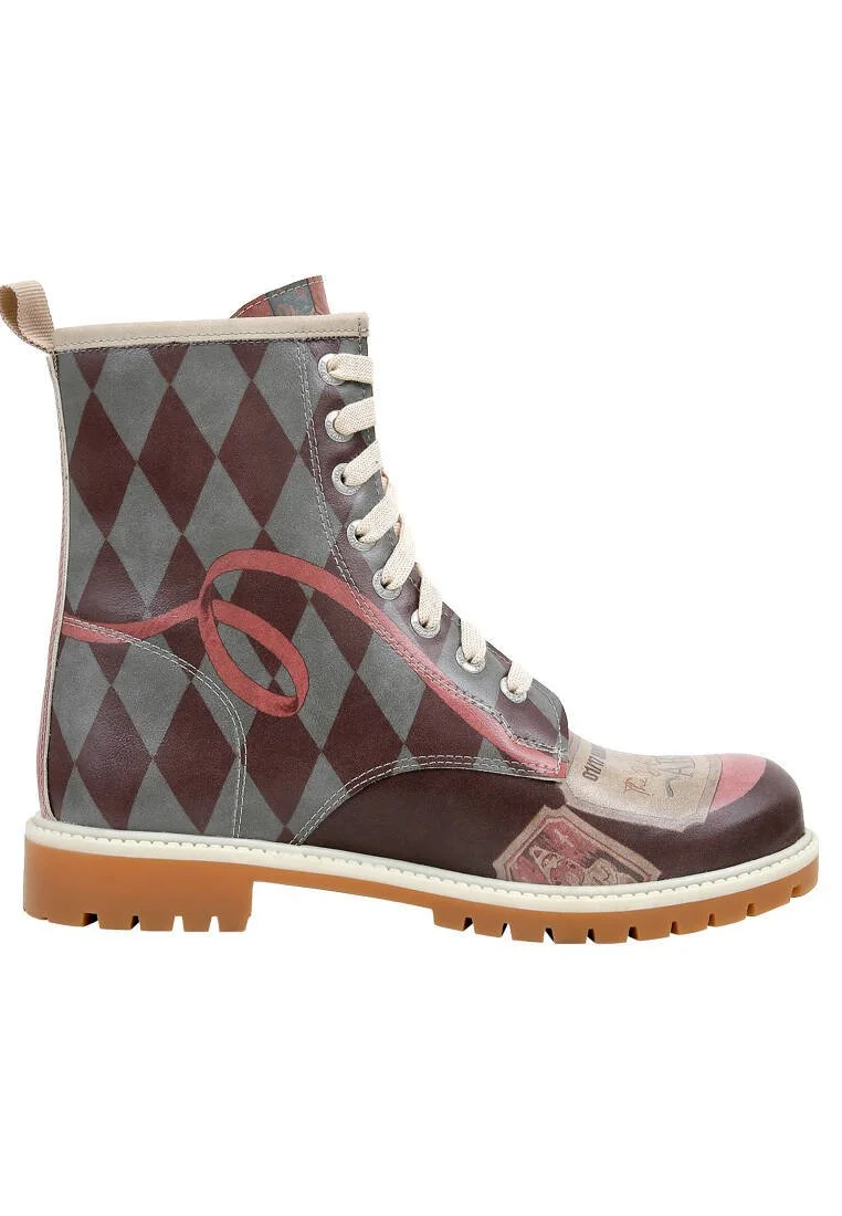 Femme Cuir Vegan Multicolore Bottes Longues - Abbie Motif