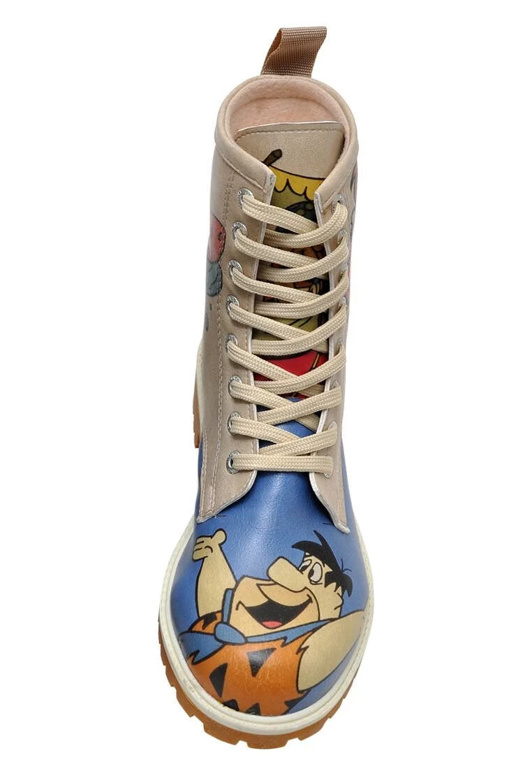 Femme Cuir Vegan Multicolore Bottes Longues - Warner Bros Family Rocks Les Pierrafeu Motif