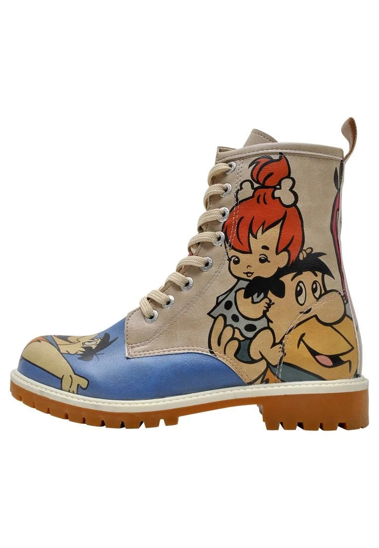 Femme Cuir Vegan Multicolore Bottes Longues - Warner Bros Family Rocks Les Pierrafeu Motif