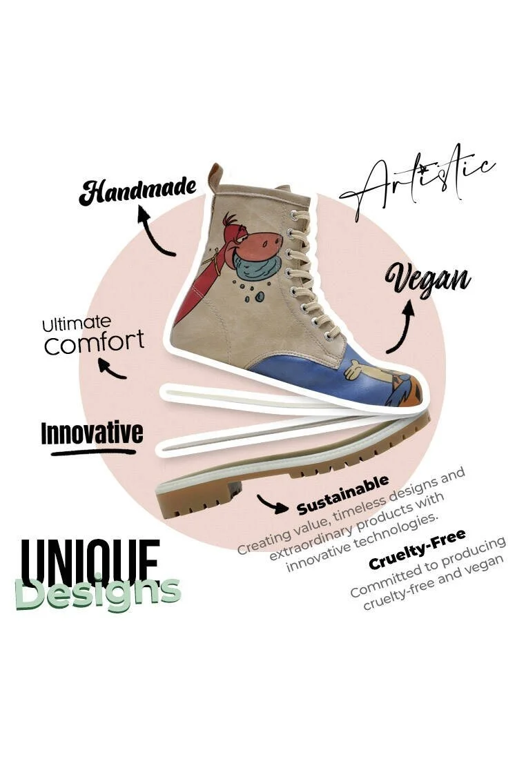 Femme Cuir Vegan Multicolore Bottes Longues - Warner Bros Family Rocks Les Pierrafeu Motif