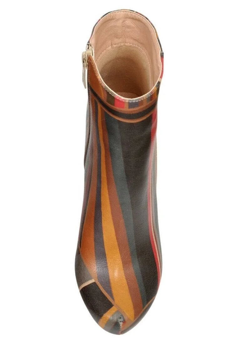 Femme Cuir Vegan Multicolore Bottillon - Fields of color Motif