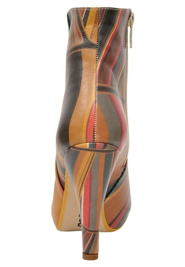 Femme Cuir Vegan Multicolore Bottillon - Fields of color Motif