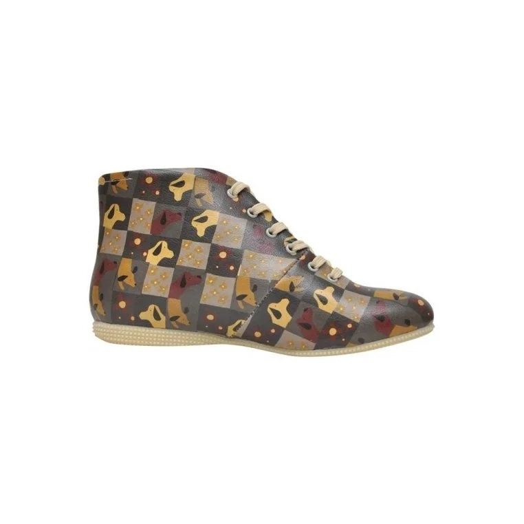 Femme Cuir Vegan Multicolore Bottines - Say Hello Motif