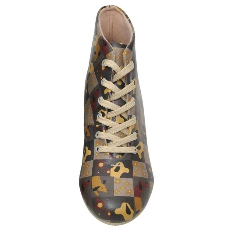 Femme Cuir Vegan Multicolore Bottines - Say Hello Motif