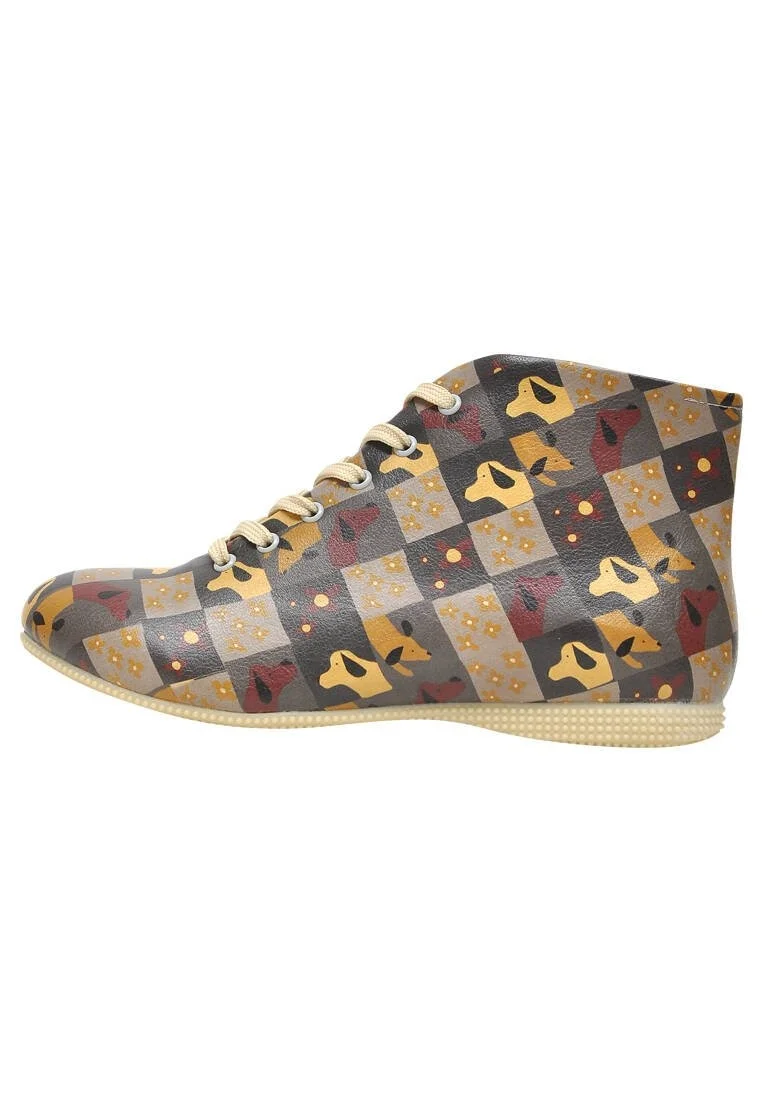 Femme Cuir Vegan Multicolore Bottines - Say Hello Motif