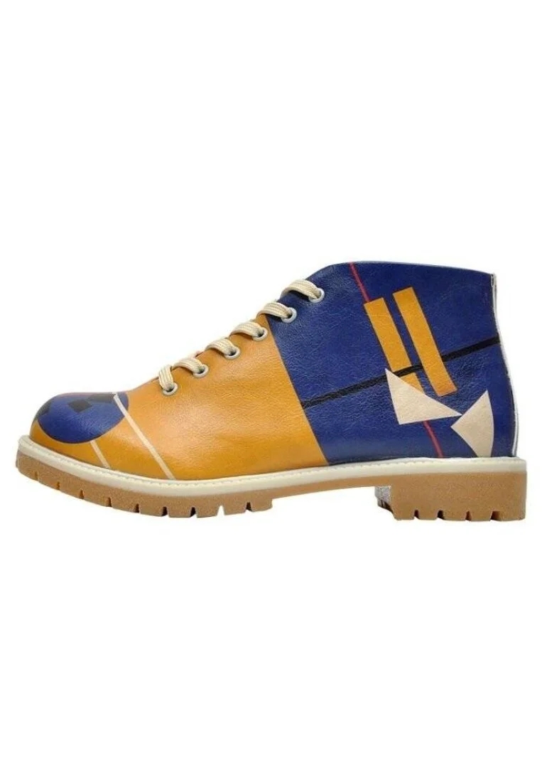 Femme Cuir Vegan Multicolore Bottines - Suprematism Motif