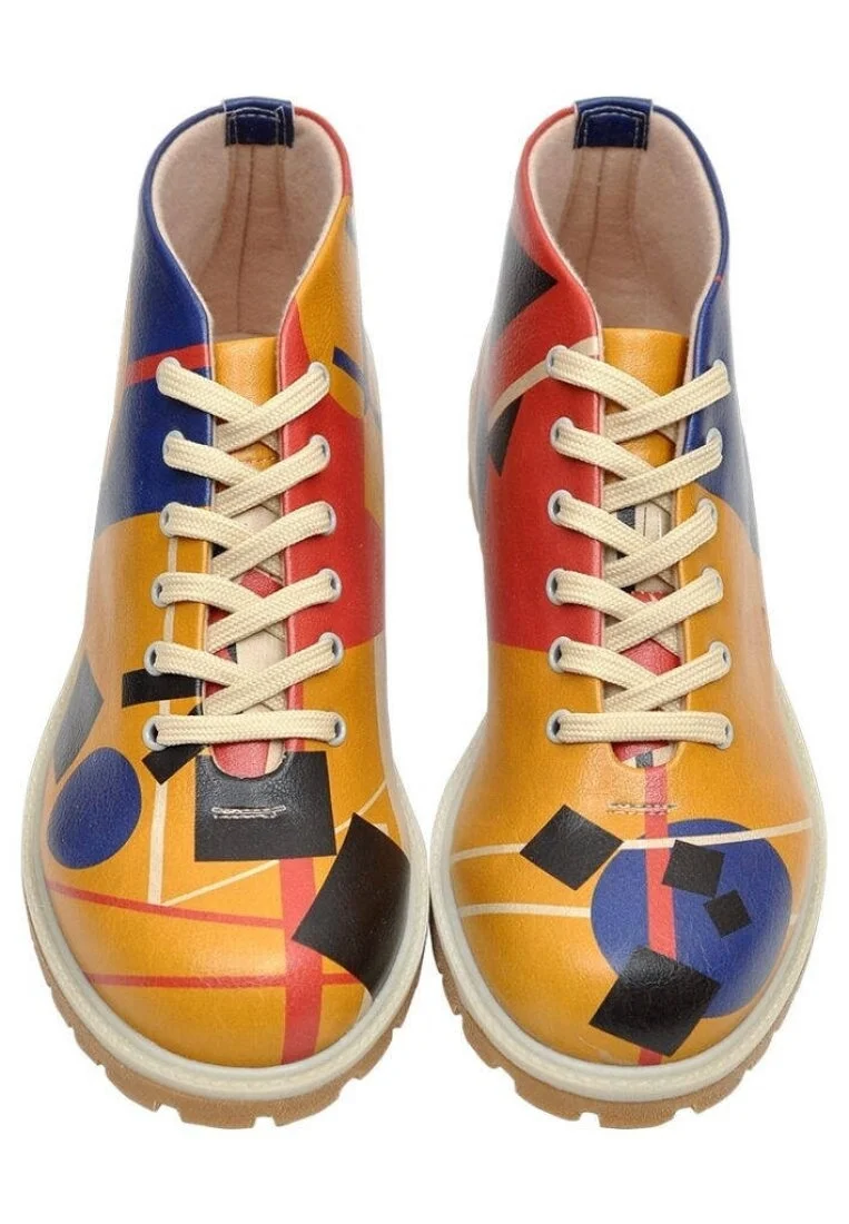Femme Cuir Vegan Multicolore Bottines - Suprematism Motif