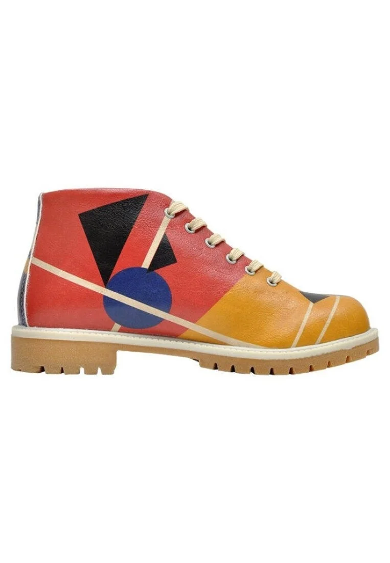 Femme Cuir Vegan Multicolore Bottines - Suprematism Motif