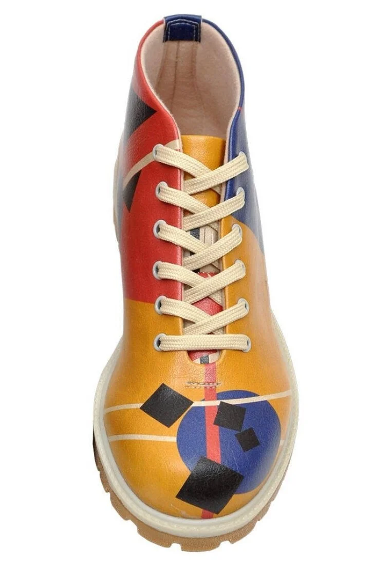 Femme Cuir Vegan Multicolore Bottines - Suprematism Motif