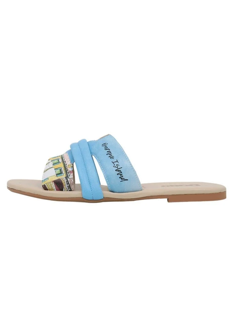 Femme Cuir Vegan Multicolore Chaussons - Burano Island Motif