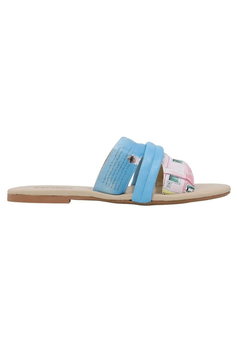 Femme Cuir Vegan Multicolore Chaussons - Burano Island Motif