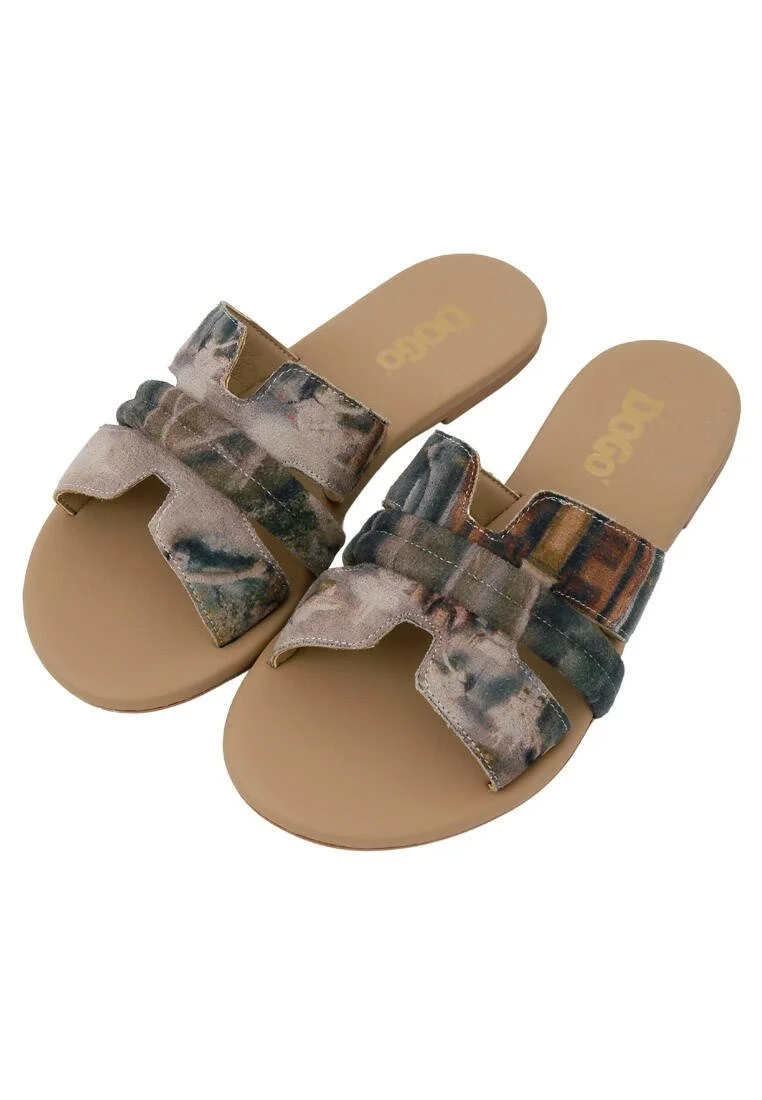 Femme Cuir Vegan Multicolore Chaussons - Ballerinas Motif