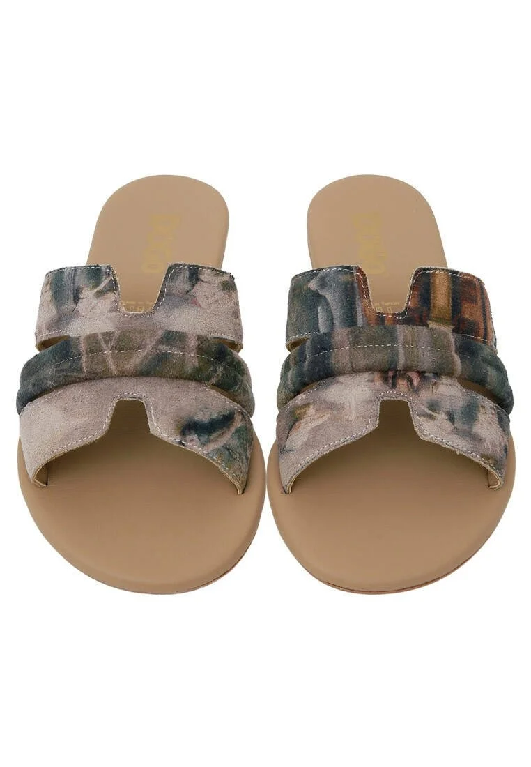 Femme Cuir Vegan Multicolore Chaussons - Ballerinas Motif