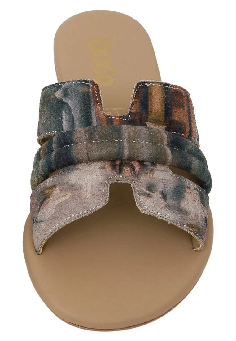 Femme Cuir Vegan Multicolore Chaussons - Ballerinas Motif