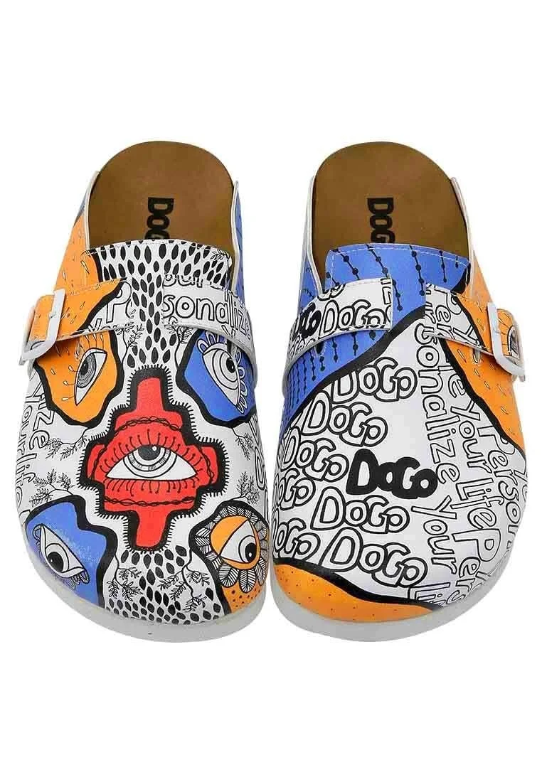Femme Cuir Vegan Multicolore Chaussons - Center View Motif