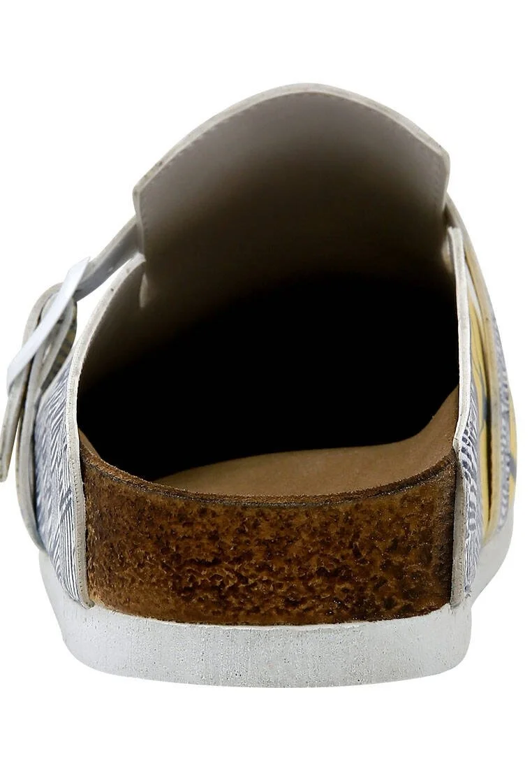 Femme Cuir Vegan Multicolore Chaussons - Florasancat Motif