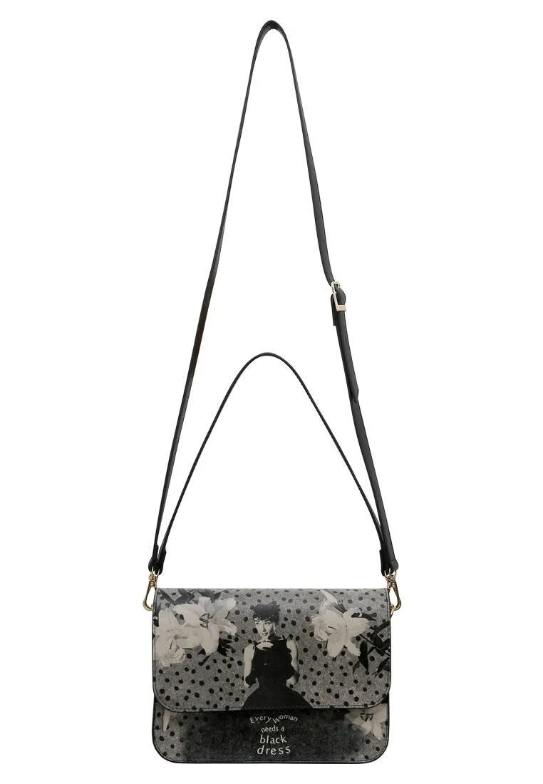 Femme Cuir Vegan Multicolore Sac à Main - Black Dress Motif