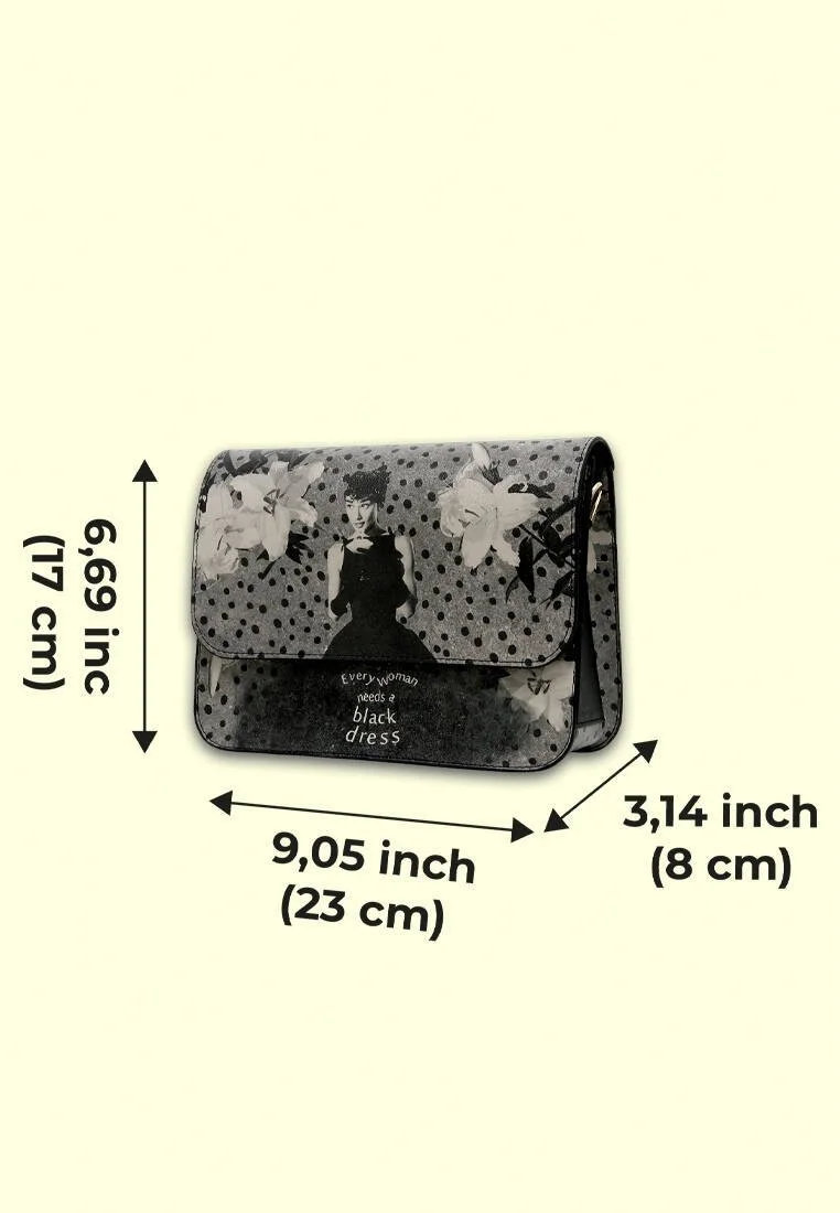 Femme Cuir Vegan Multicolore Sac à Main - Black Dress Motif