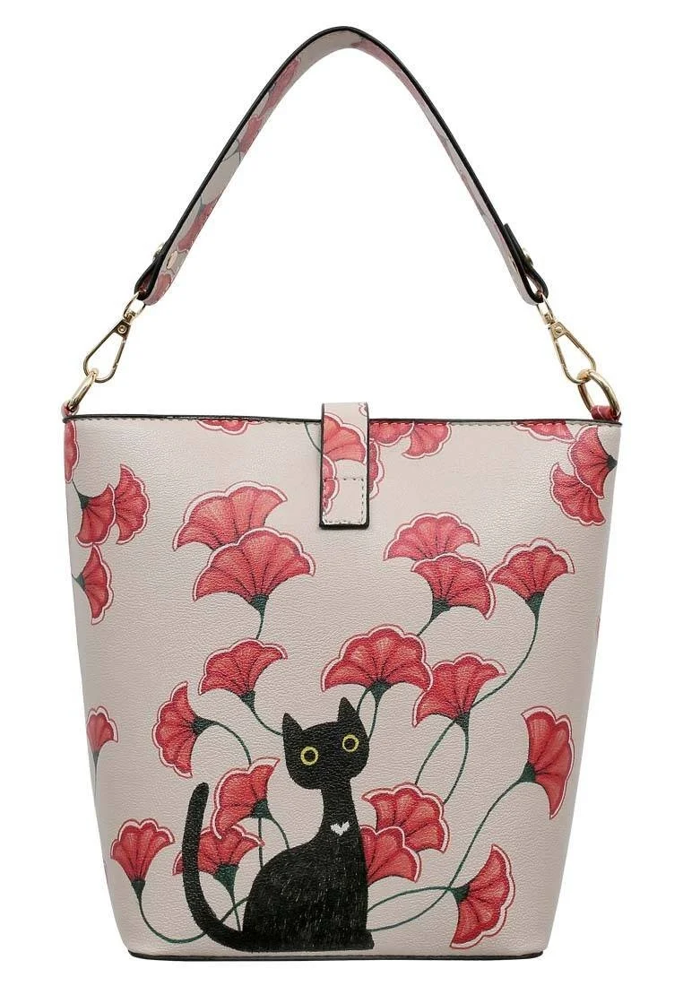 Femme Cuir Vegan Multicolore Sac à Main - Black Cats Bring Luck Motif