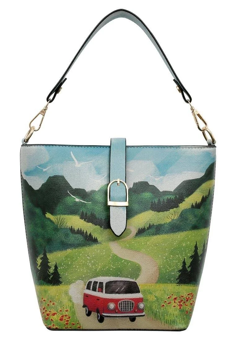 Femme Cuir Vegan Multicolore Sac à Main - Blissful Journey Motif