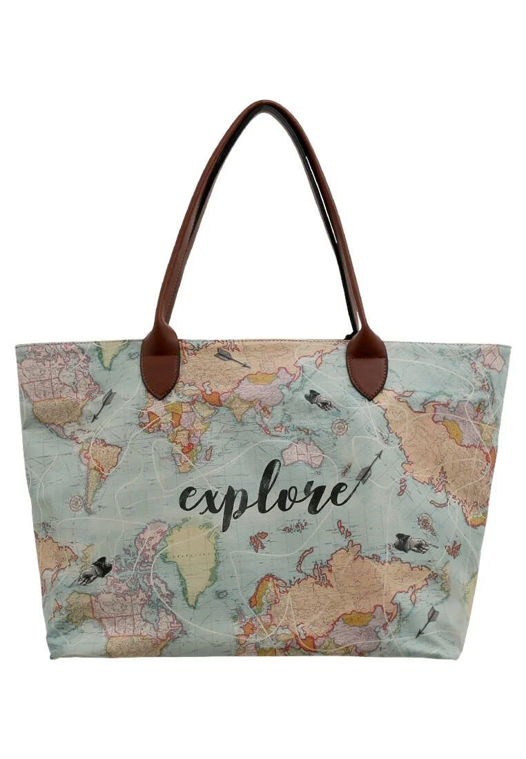 Femme Cuir Vegan Multicolore Sac d'épaule - Explore Motif
