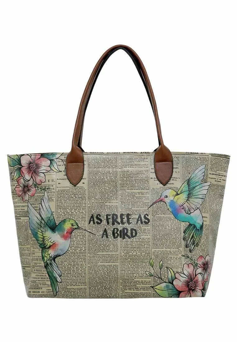 Femme Cuir Vegan Multicolore Sac d'épaule - As Free As a Bird Motif