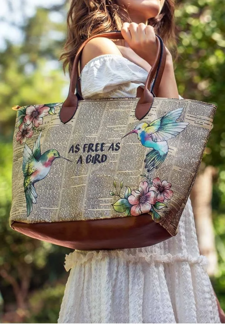 Femme Cuir Vegan Multicolore Sac d'épaule - As Free As a Bird Motif