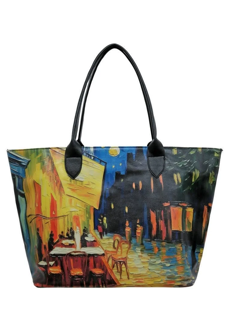 Femme Cuir Vegan Multicolore Sac d'épaule - Pastel Night Motif