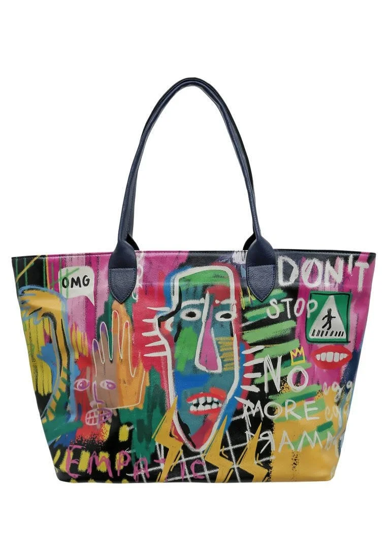 Femme Cuir Vegan Multicolore Sac d'épaule - No More Drama Motif
