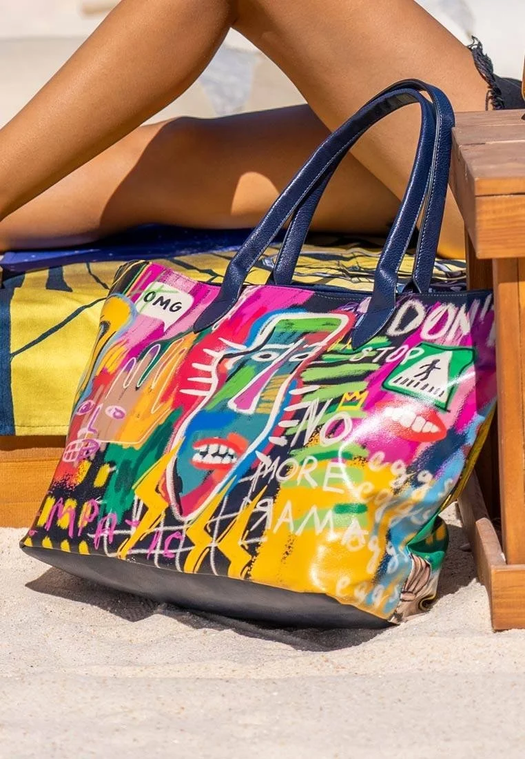Femme Cuir Vegan Multicolore Sac d'épaule - No More Drama Motif