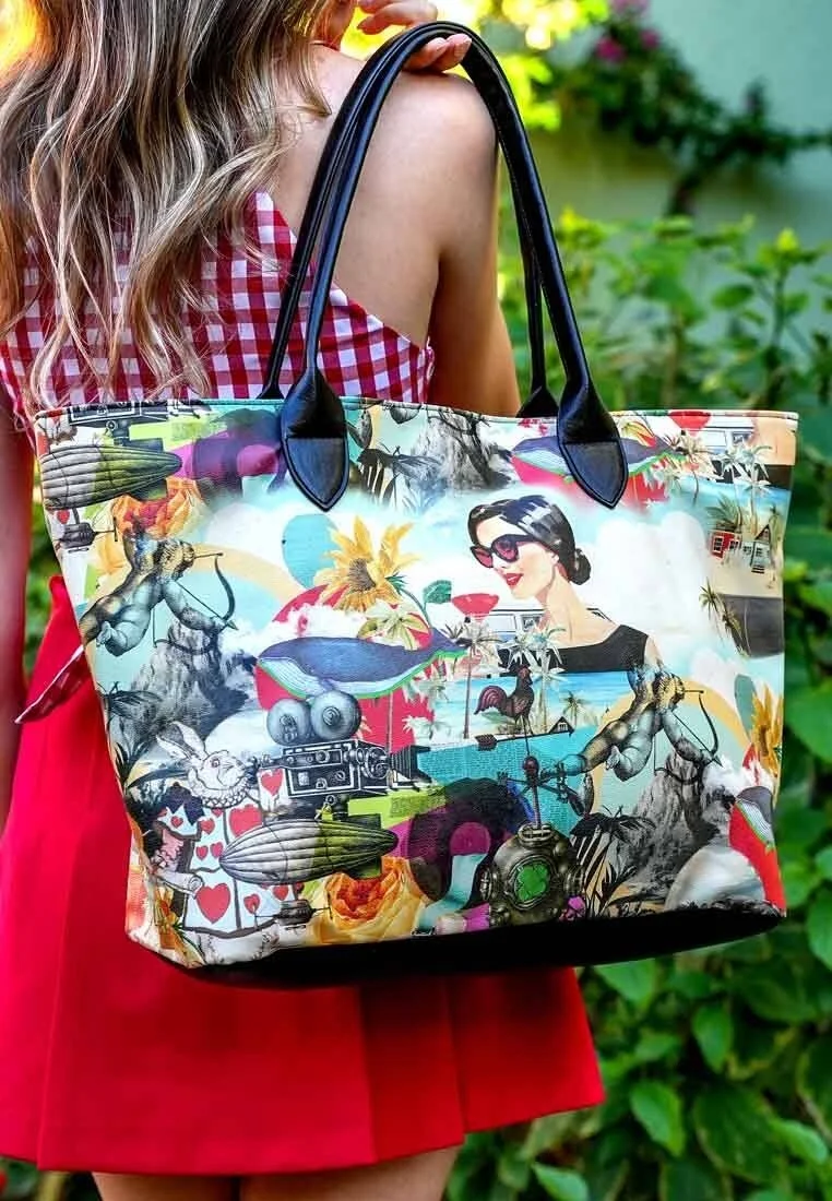 Femme Cuir Vegan Multicolore Sac d'épaule - Lucid Dreaming Motif