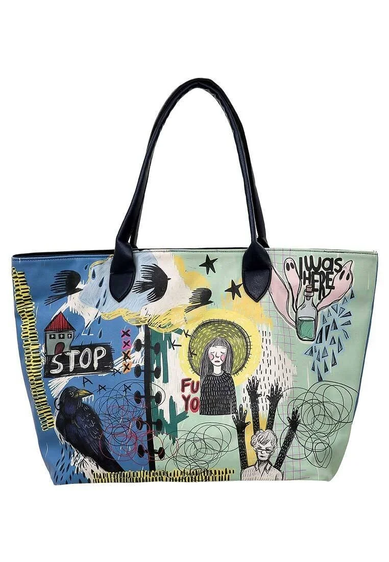 Femme Cuir Vegan Multicolore Sac d'épaule - I was here Motif
