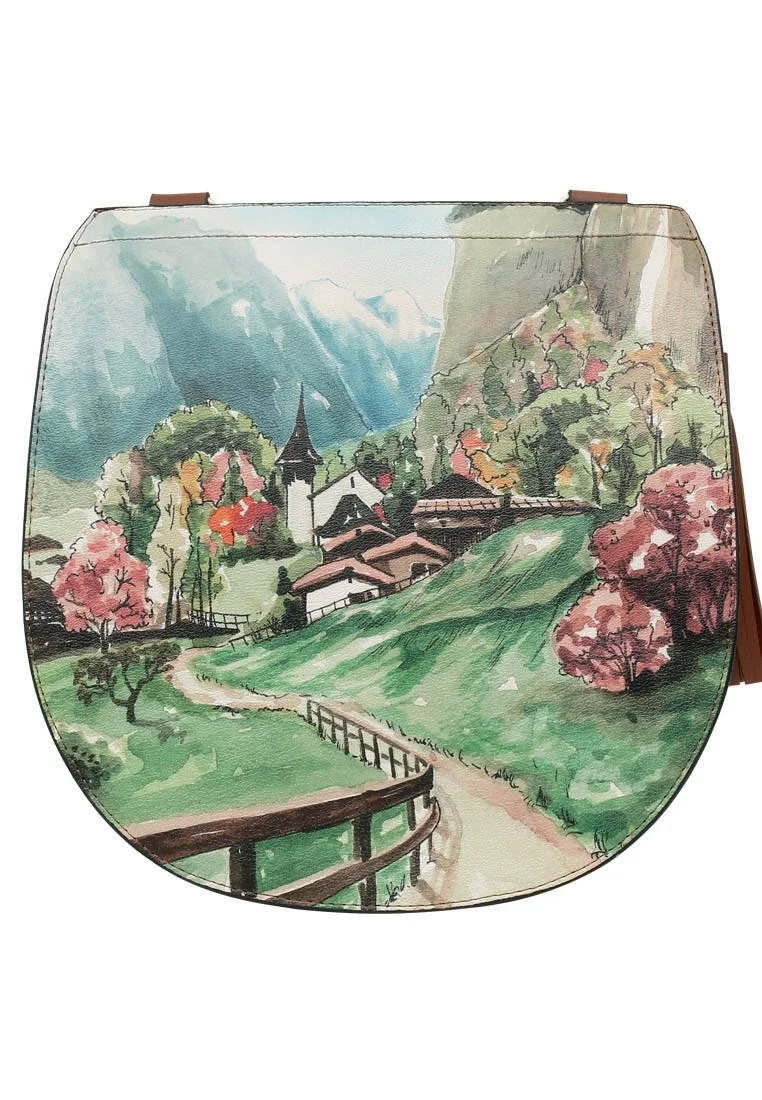 Femme Cuir Vegan Multicolore Sac d'épaule - Alpine Meadows Motif