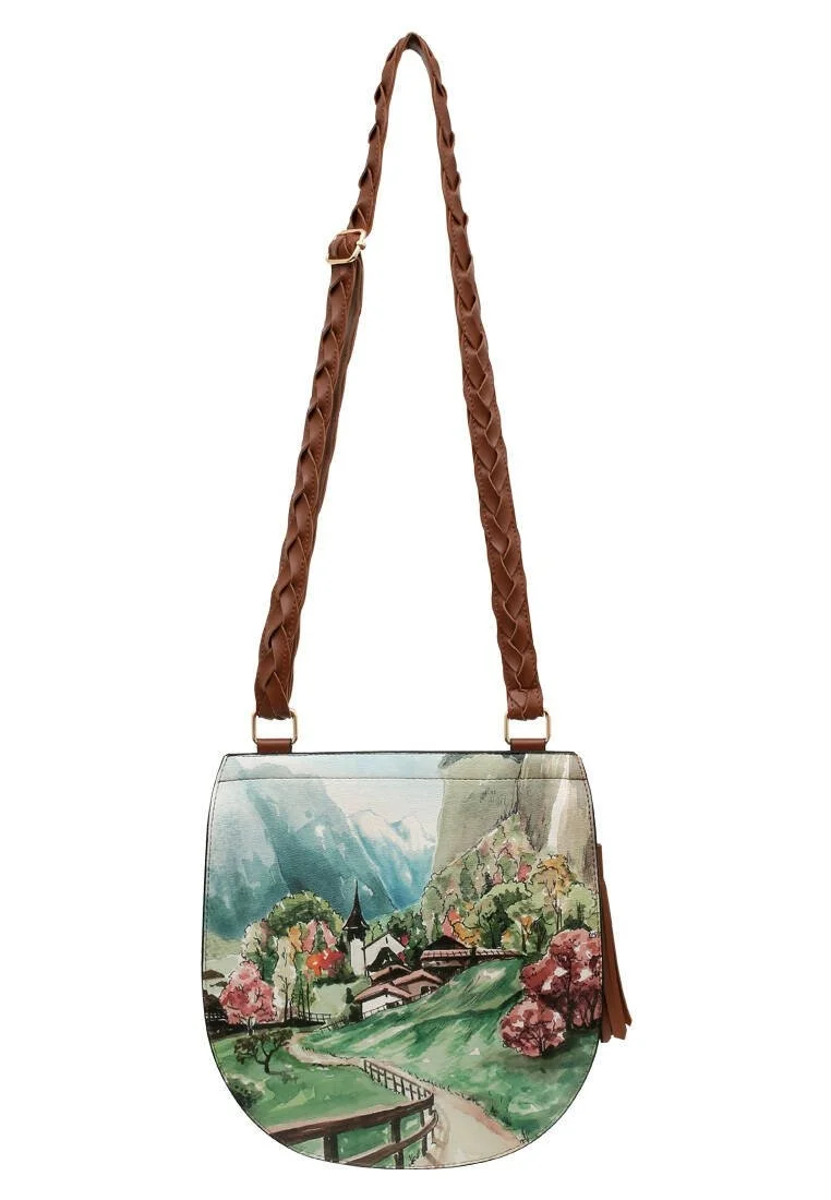 Femme Cuir Vegan Multicolore Sac d'épaule - Alpine Meadows Motif