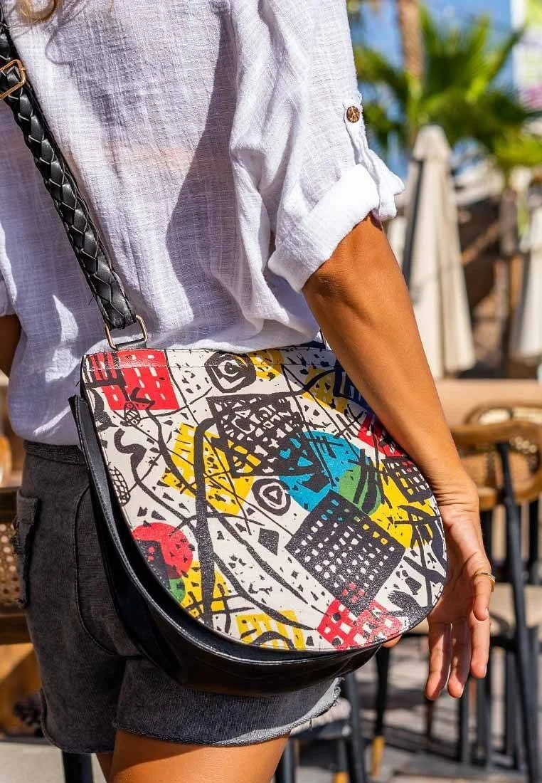 Femme Cuir Vegan Multicolore Sac d'épaule - Eternal Swirl Motif