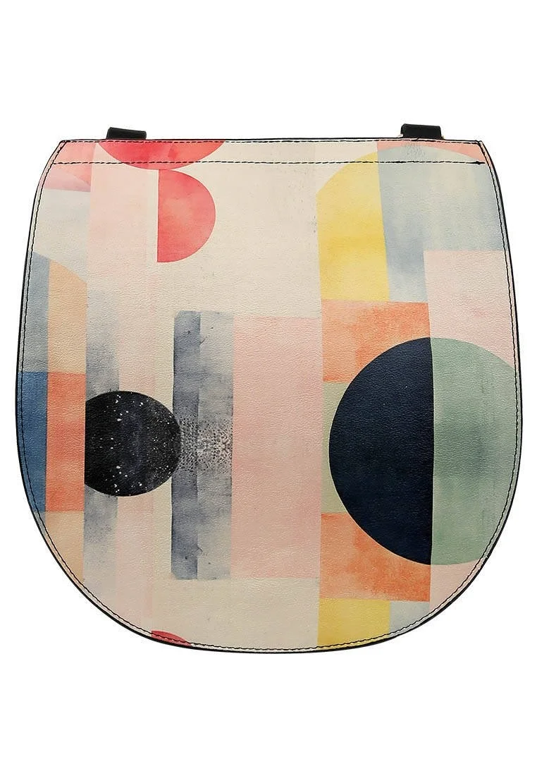 Femme Cuir Vegan Multicolore Sac d'épaule - Geometric Shapes Motif
