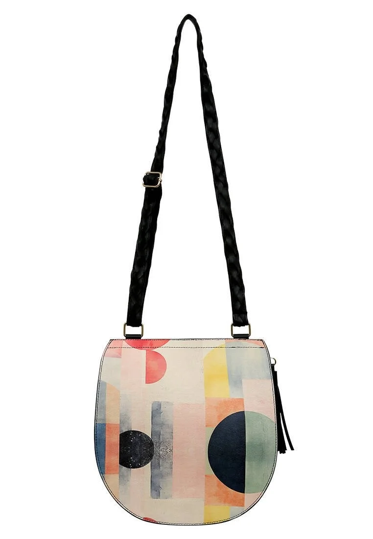 Femme Cuir Vegan Multicolore Sac d'épaule - Geometric Shapes Motif
