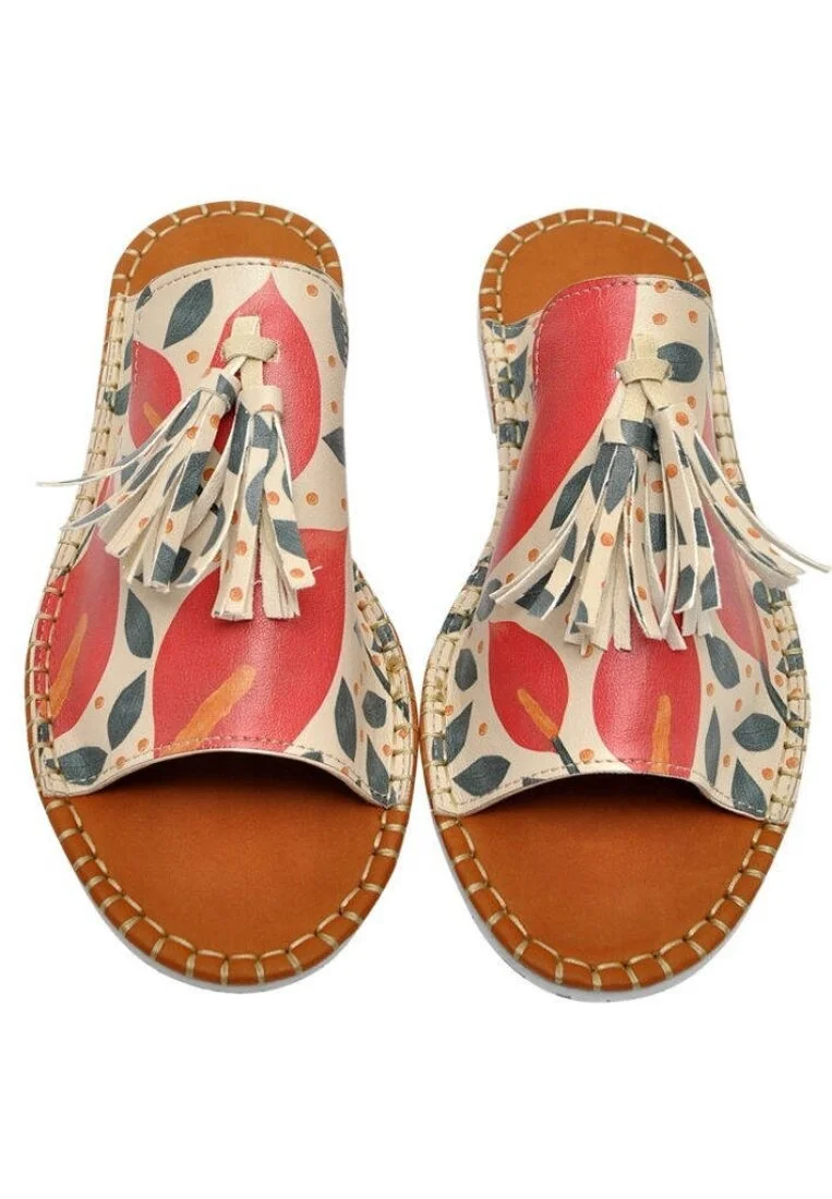 Femme Cuir Vegan Multicolore Sandales - Growing Together Motif