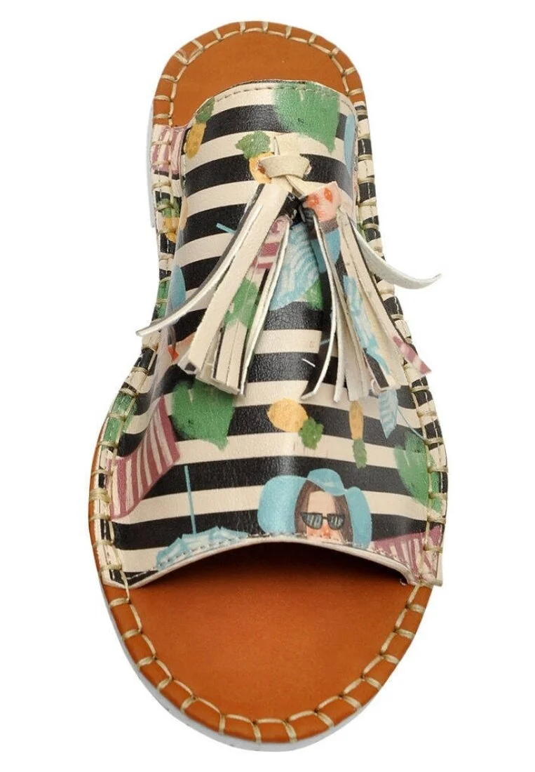 Femme Cuir Vegan Multicolore Sandales - Stay Cool Motif
