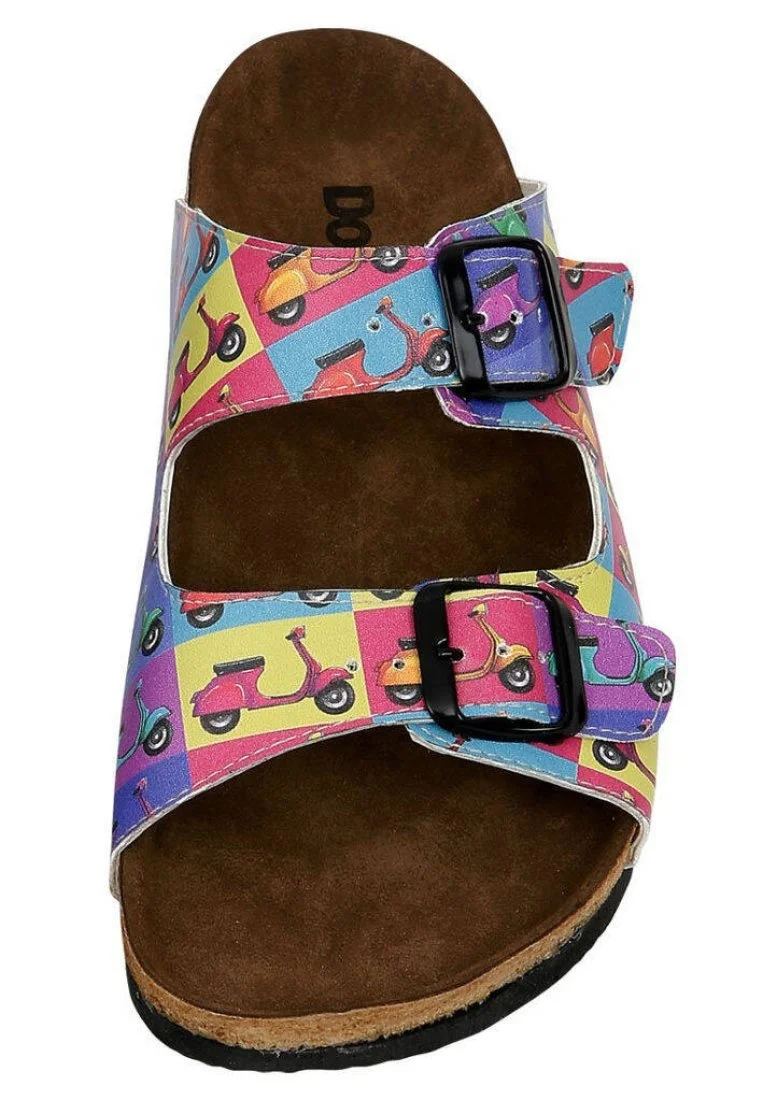 Femme Cuir Vegan Multicolore Sandales - Wanna Ride Motif
