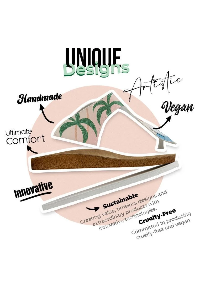 Femme Cuir Vegan Multicolore Sandales - Queen of the Beach Motif