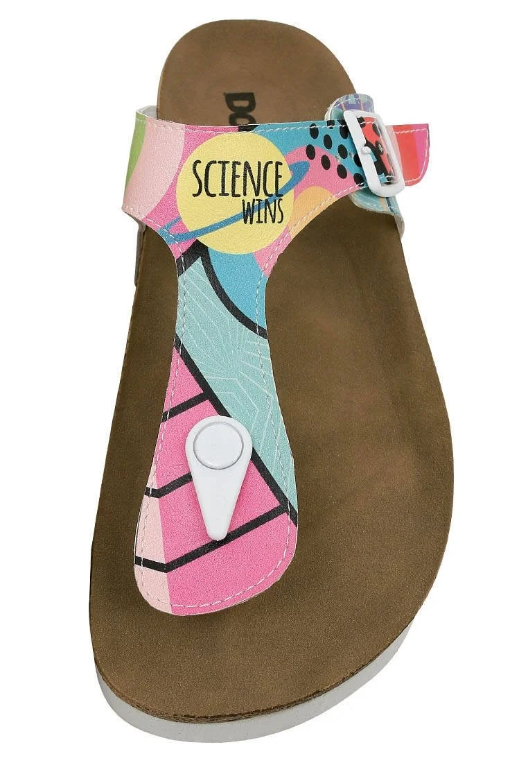 Femme Cuir Vegan Multicolore Sandales - Science Wins Motif